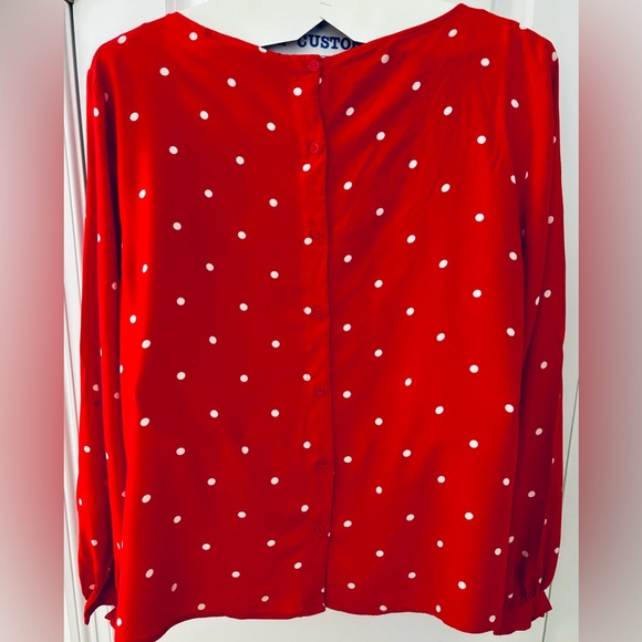 H&M sz XL Blouse L.O.G.G. Label of Graded Goods red & white polkadot, GUC - Picture 3 of 3